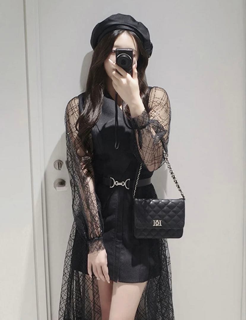 Darich スパンコールシアー2Wayワンピース ブラック