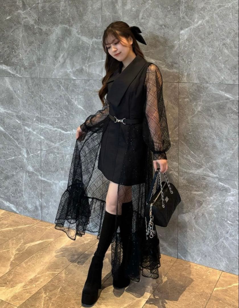 Darich スパンコールシアー2Wayワンピース ブラック