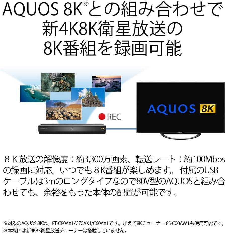 【開封・未使用】 シャープ USBハードディスク 新4K8K衛星放送録画 8TB