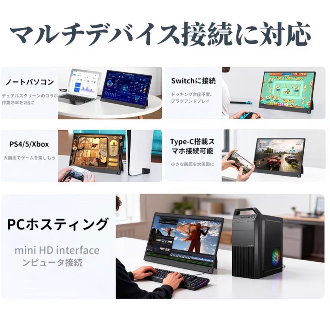 モバイルモニター 15.6インチ ポータブルモニター フルHD IPS 非光沢