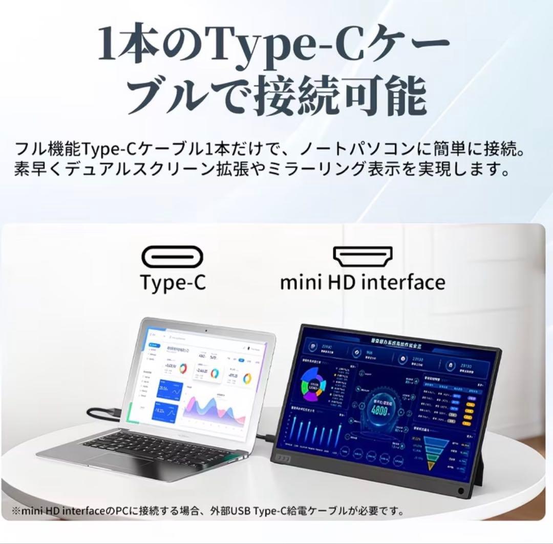 モバイルモニター 15.6インチ ポータブルモニター フルHD IPS 非光沢