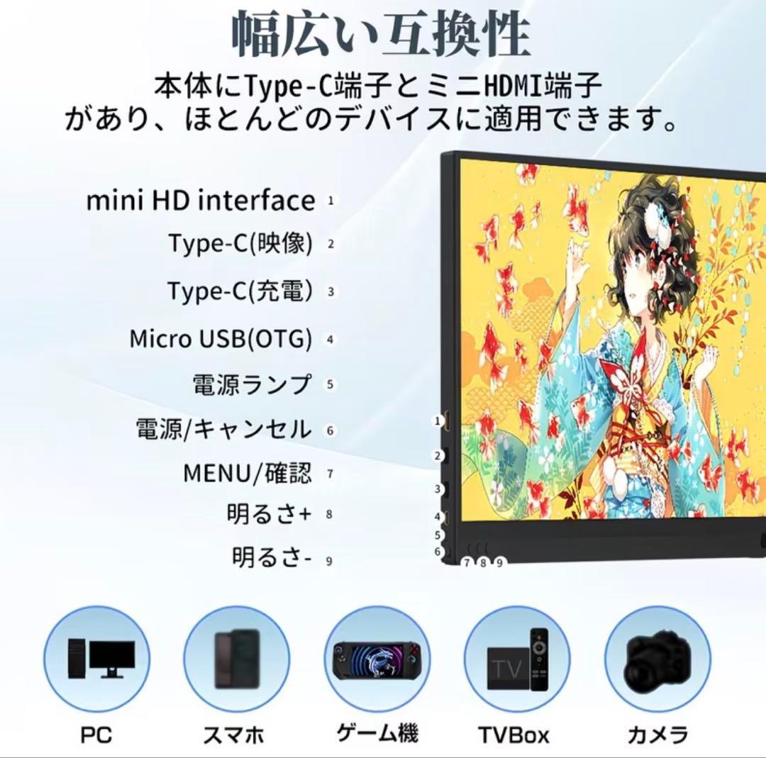 モバイルモニター 15.6インチ ポータブルモニター フルHD IPS 非光沢