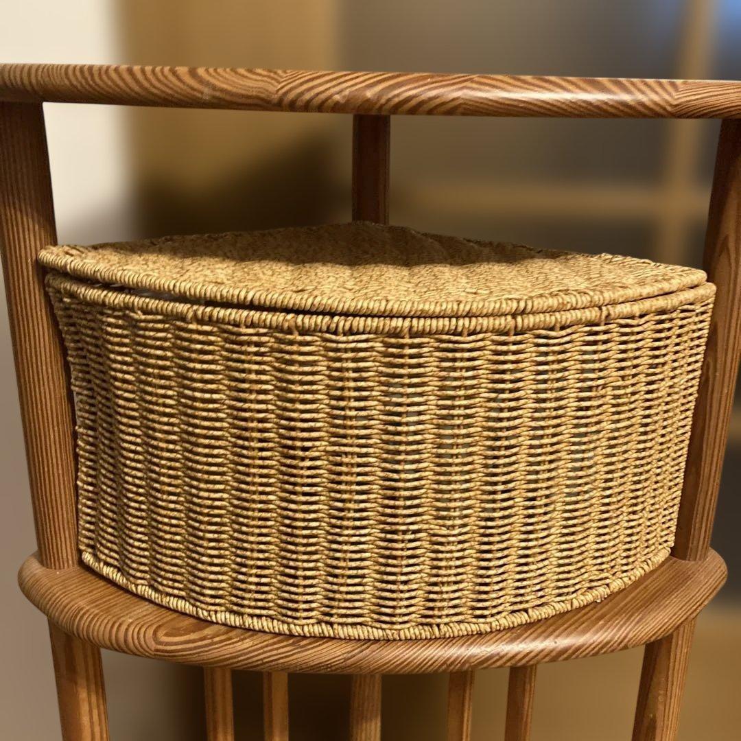 コーナー木製三角シェルフ 収納バスケット付き