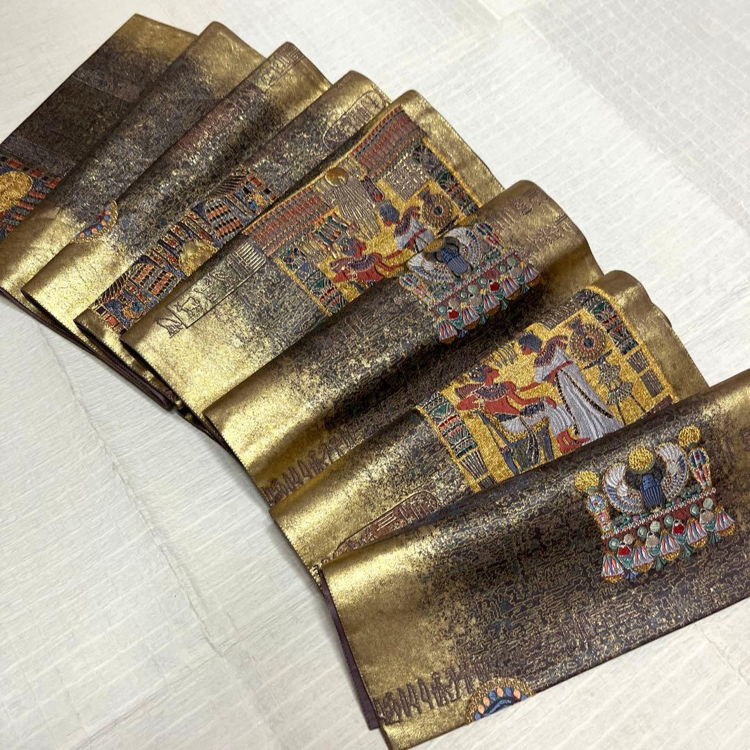 【中古品☆正絹】美品！西陣！袋帯　コプト柄