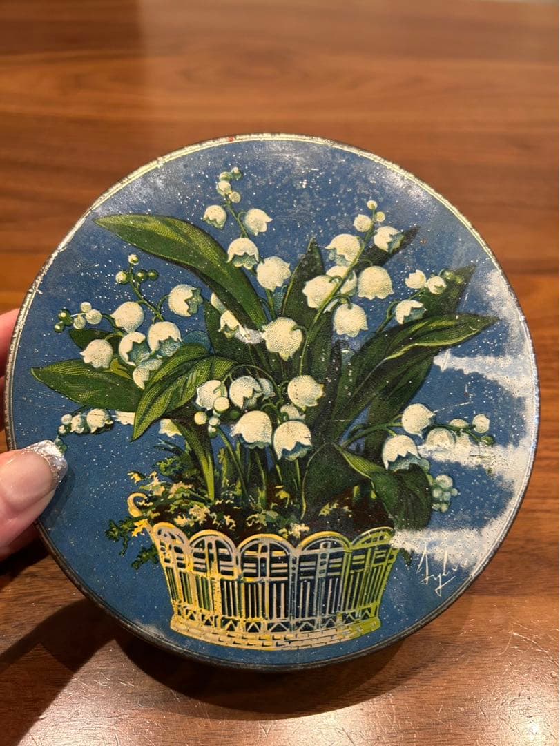 アンティーク　ティン缶　フランス　鈴蘭　スズラン