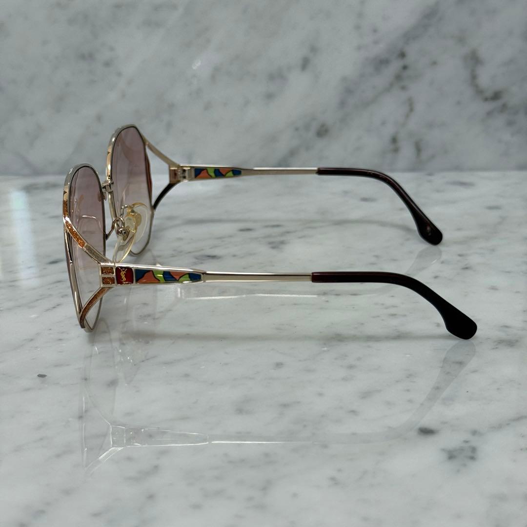 美品 イヴサンローラン サングラス 派手 ステンドグラス ピンク ロゴ YSL