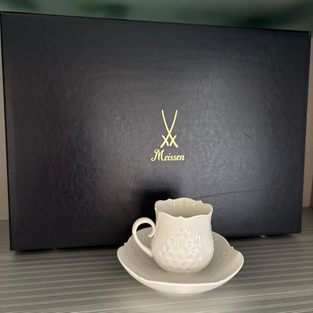 マイセンホワイトレリーフ　コーヒーカップ&ソーサー　6客セット