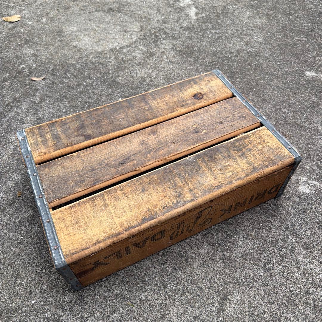1971年製　70s 7UP ヴィンテージ　木製　ウッド　ボックス　コンテナ