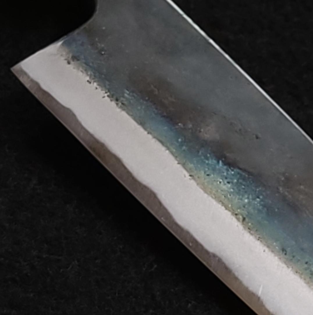 青紙1号 黒打 三徳包丁 165㎜ G1226 焼柄 月光作