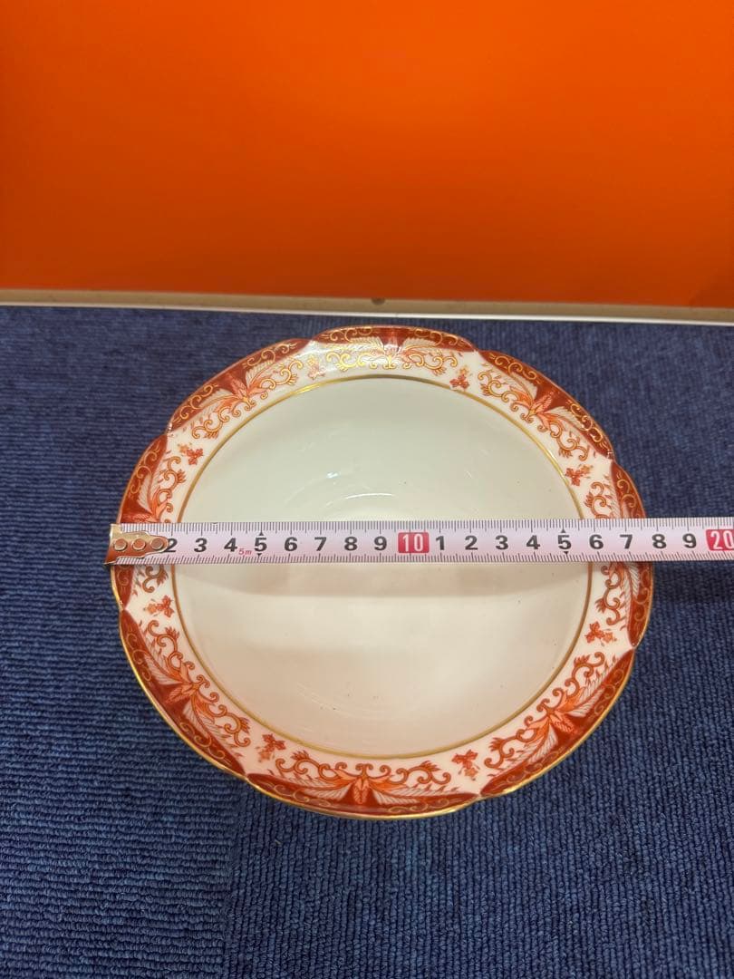 1721  其泉窯 赤濃 金彩 唐草　深鉢