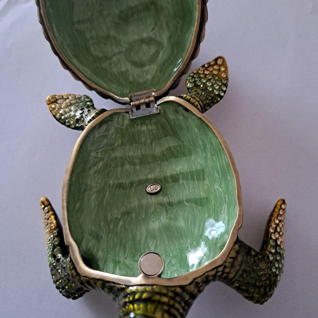 亀　小物入れ　置物　ラインストーン