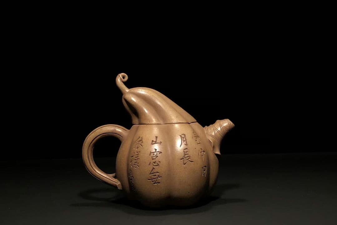 かぼちゃの壷 陳鳴遠  清代 紫泥急須  梅之図 紫砂壷 茶壷 古玩  煎茶道具