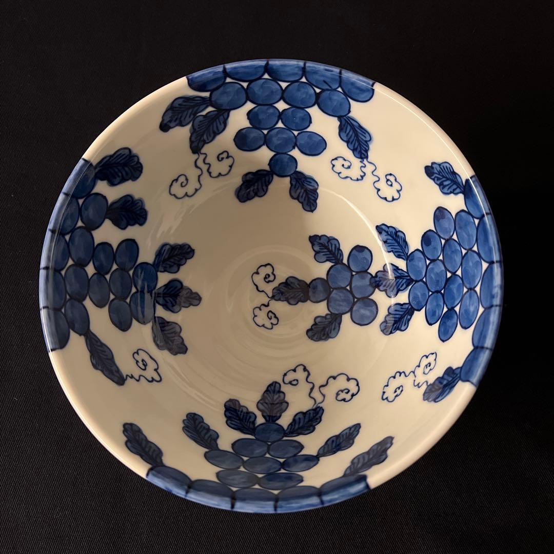 源右衛門　染付葡萄絵　ぶどう　鉢　サラダボウル　ボウル　大鉢