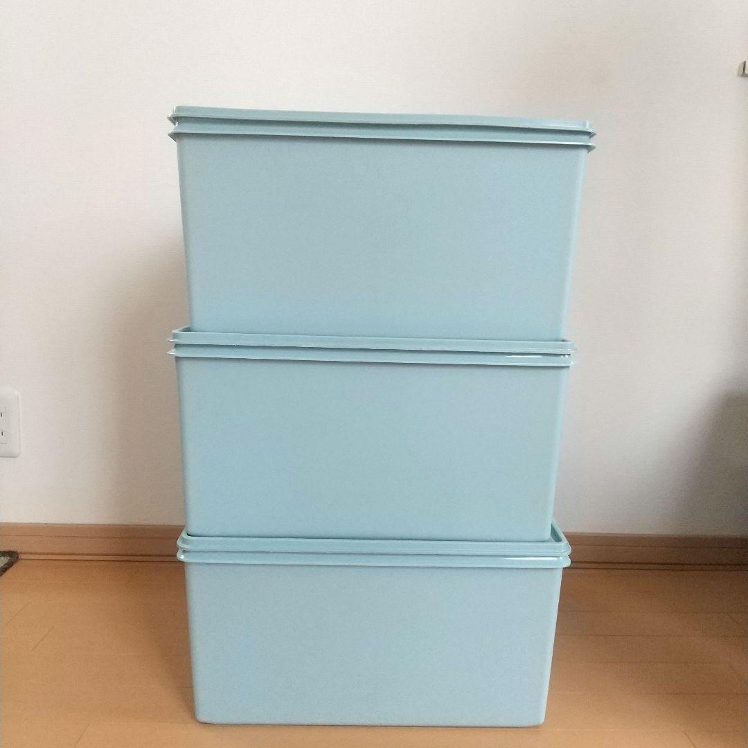 【希少カラー/美品】タッパーウェア 収納 ディープスーパーケース 深型 水色3個