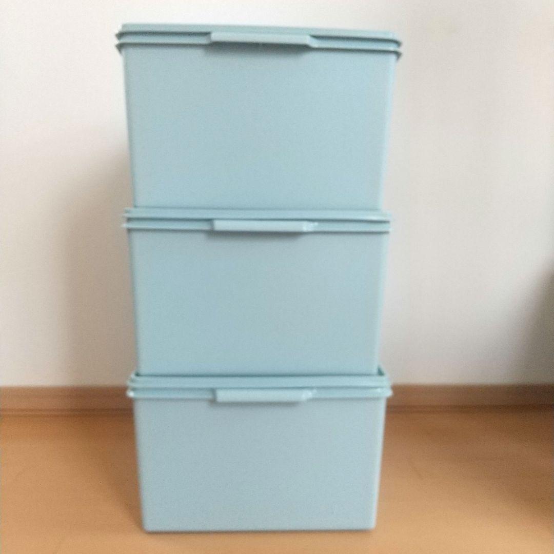 【希少カラー/美品】タッパーウェア 収納 ディープスーパーケース 深型 水色3個