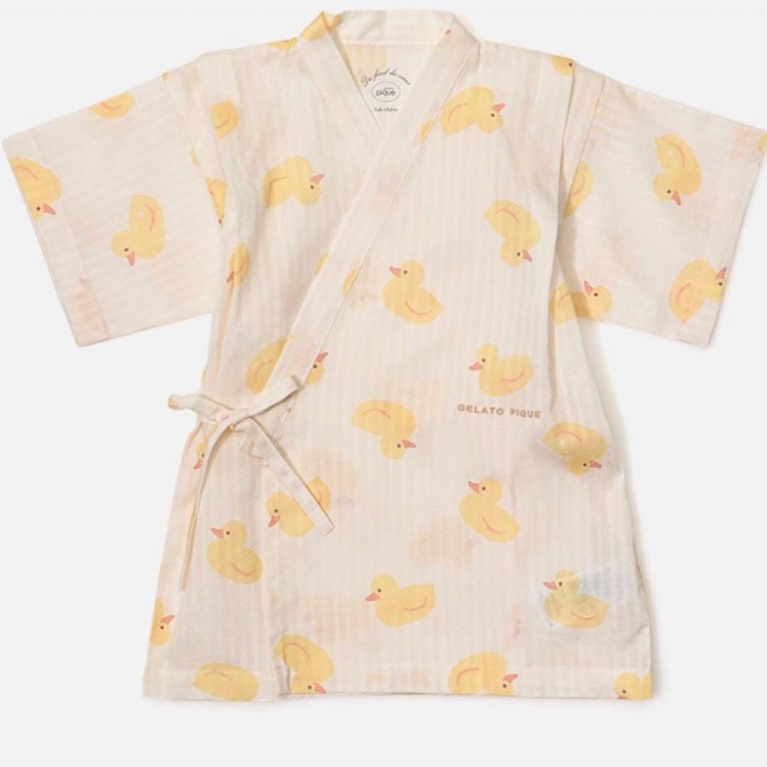 【ジェラート ピケ】【KIDS】アヒル柄　甚平セット　110〜130