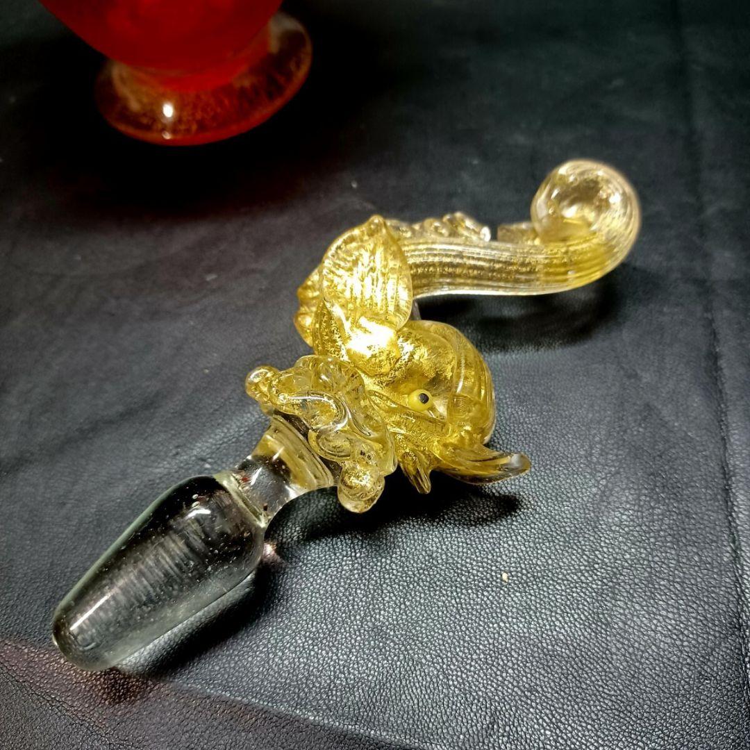 MURANO 34㎝ ムラノ 金彩 レッド ドルフィン モチーフ デカンタ