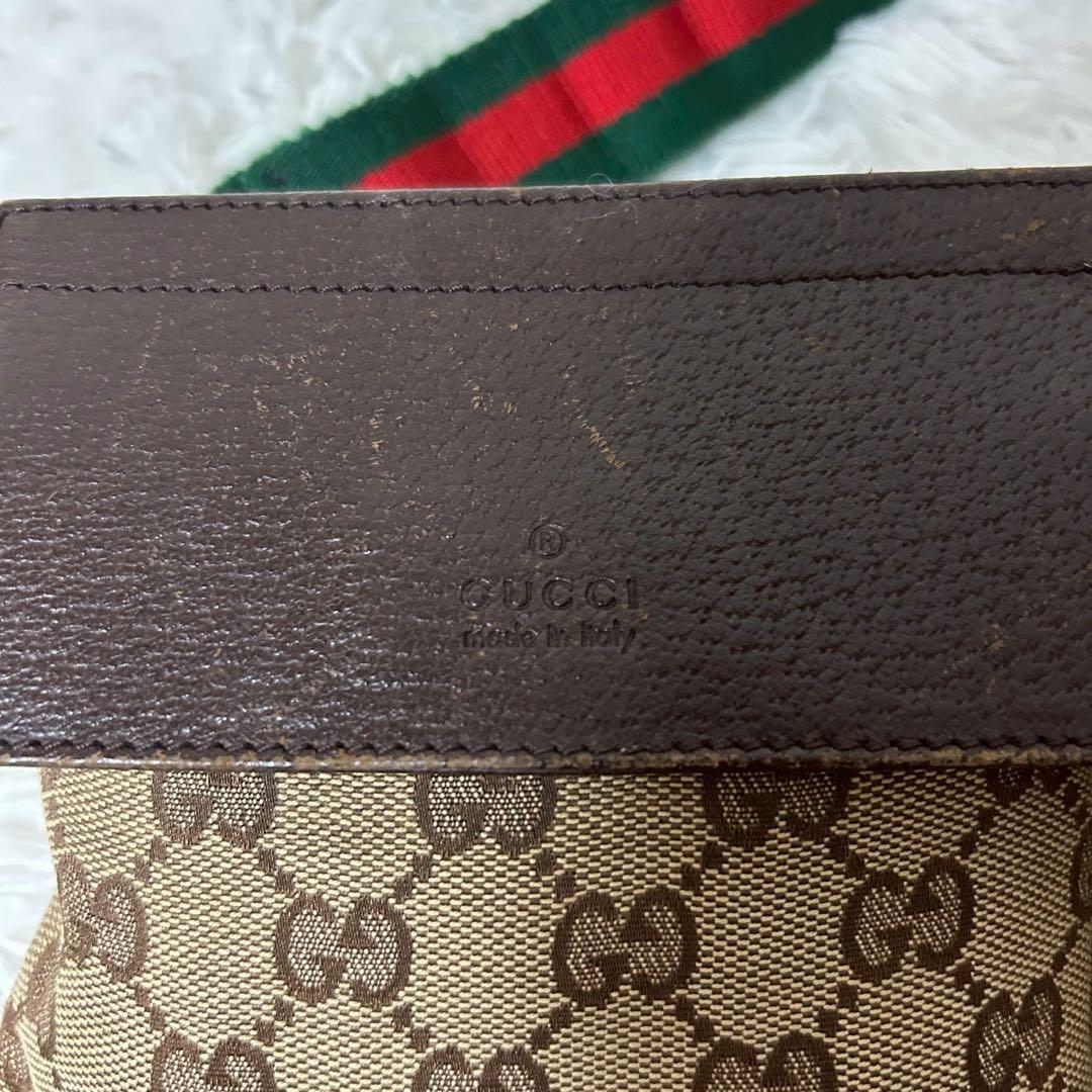 GUCCI グッチ GGキャンバス シェリーライン ボディバッグ ベージュ