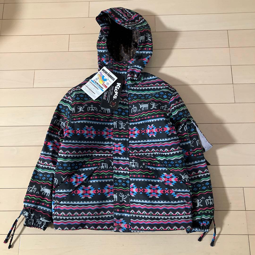 1.29 キックス 新品未使用 スノーボードウェア ブラック 総柄 130