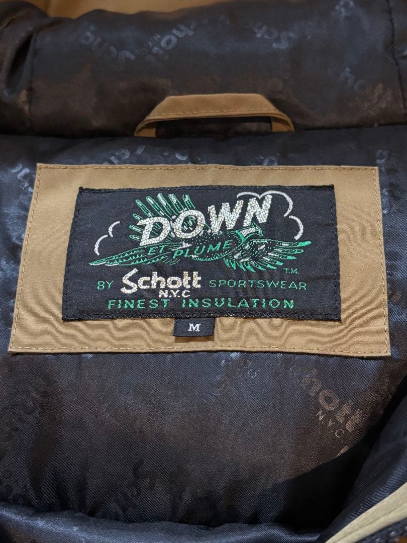 Schott ダウンジャケット Mベージュ/ブラック