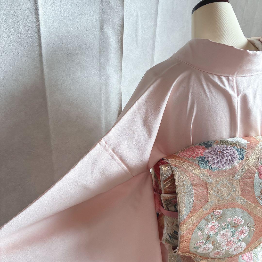 訪問着　フルセット　着物　正絹　入学式　繊細な花刺繍　淡彩の華　薄桃色　J10