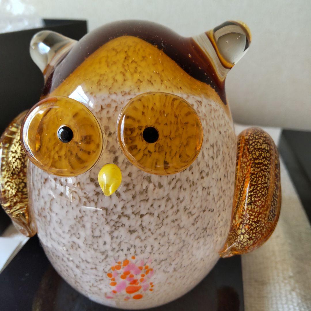 博多びーどろ　ふくろう　ひつじ　＋おまけ　ガラスの置物3点セット