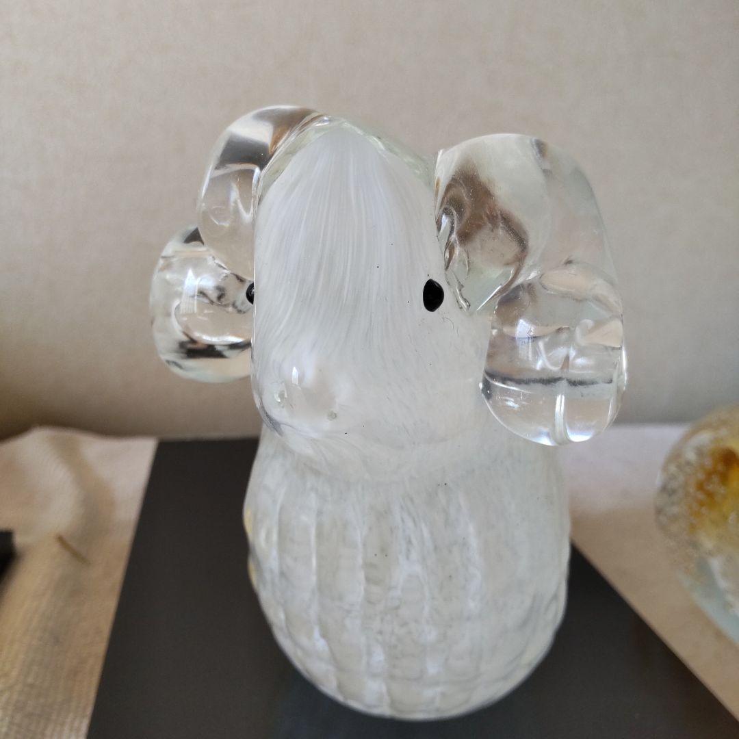 博多びーどろ　ふくろう　ひつじ　＋おまけ　ガラスの置物3点セット