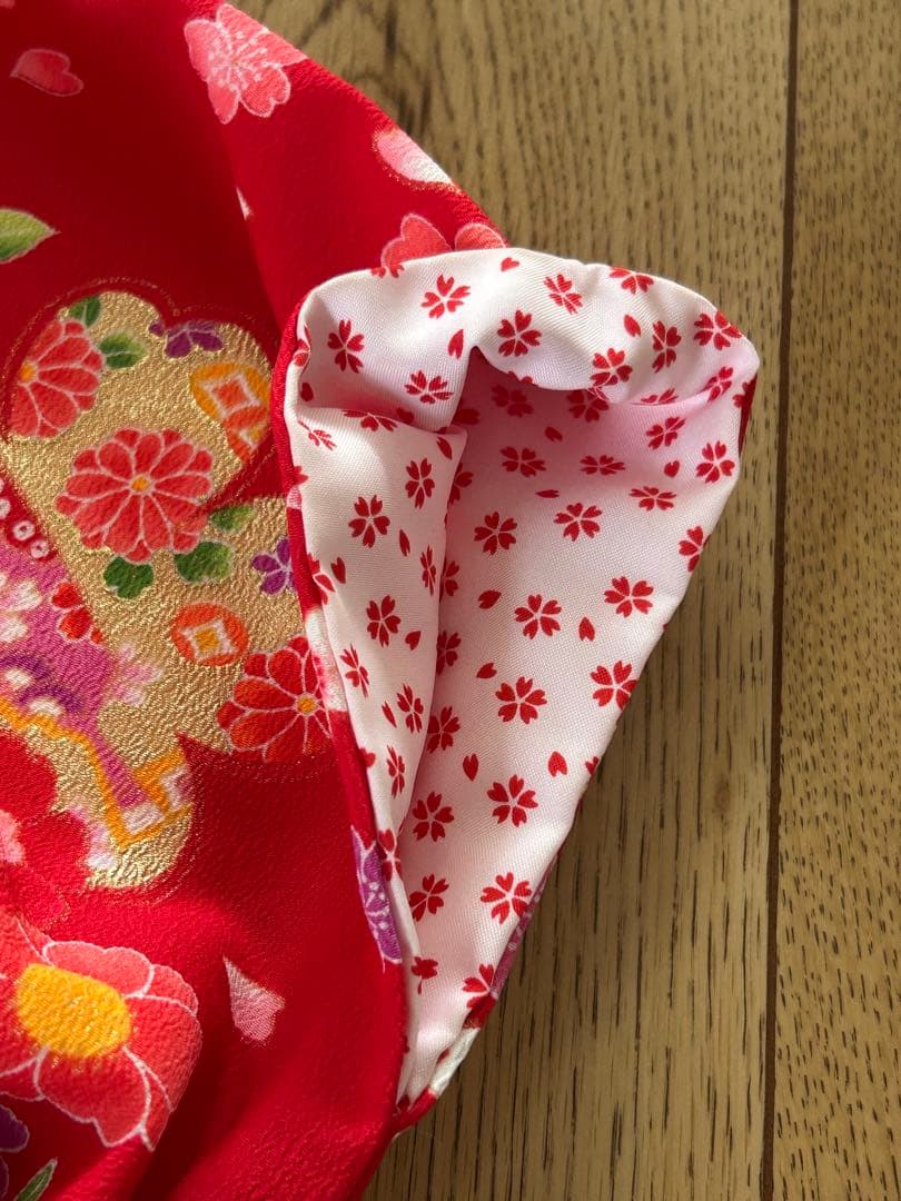 ラン様　花夢二　七五三3歳被布セット赤　日本製