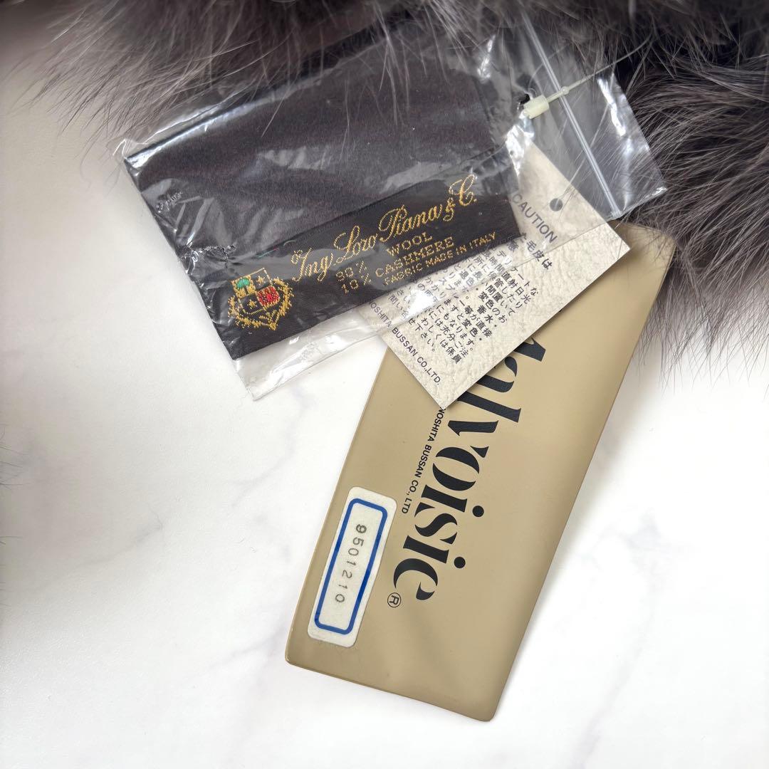 【未使用タグ付き カシミヤ混】ロロピアーナ生地使用 カシミヤ混 ポンチョ フード