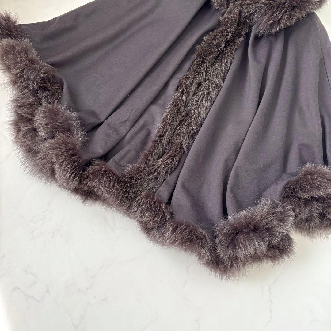 【未使用タグ付き カシミヤ混】ロロピアーナ生地使用 カシミヤ混 ポンチョ フード