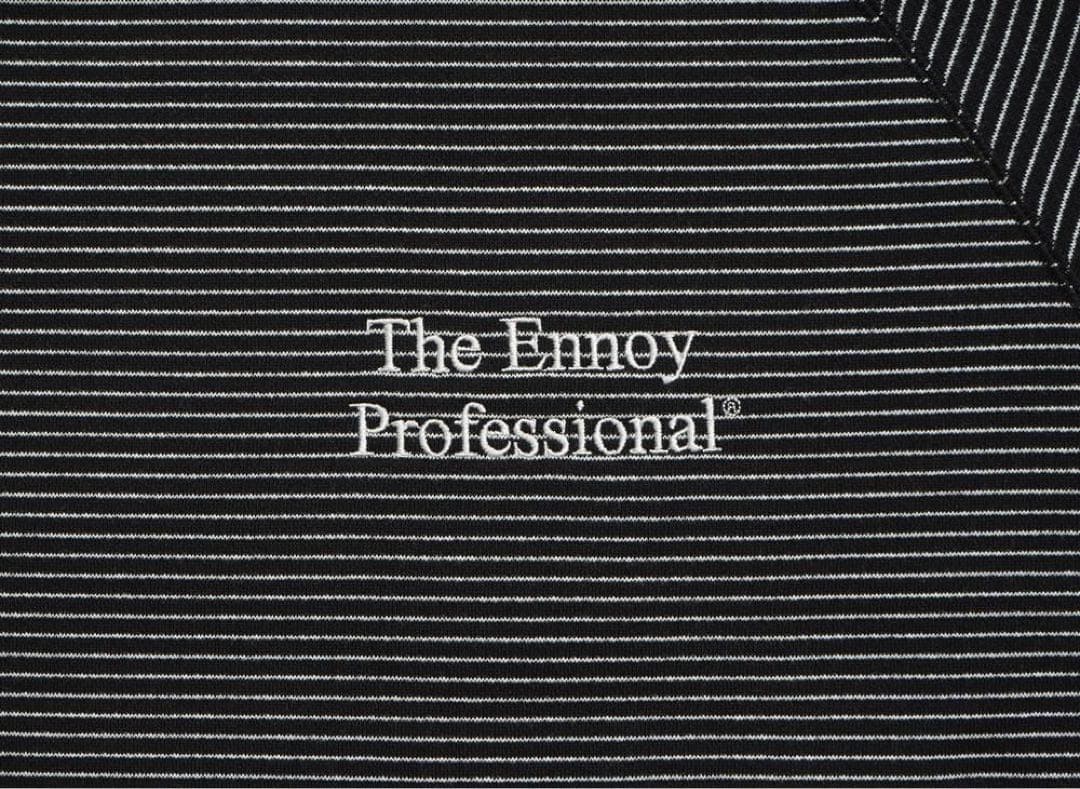 エンノイ　ボーダー　クルーネックスウェット　ブラック　Mサイズ