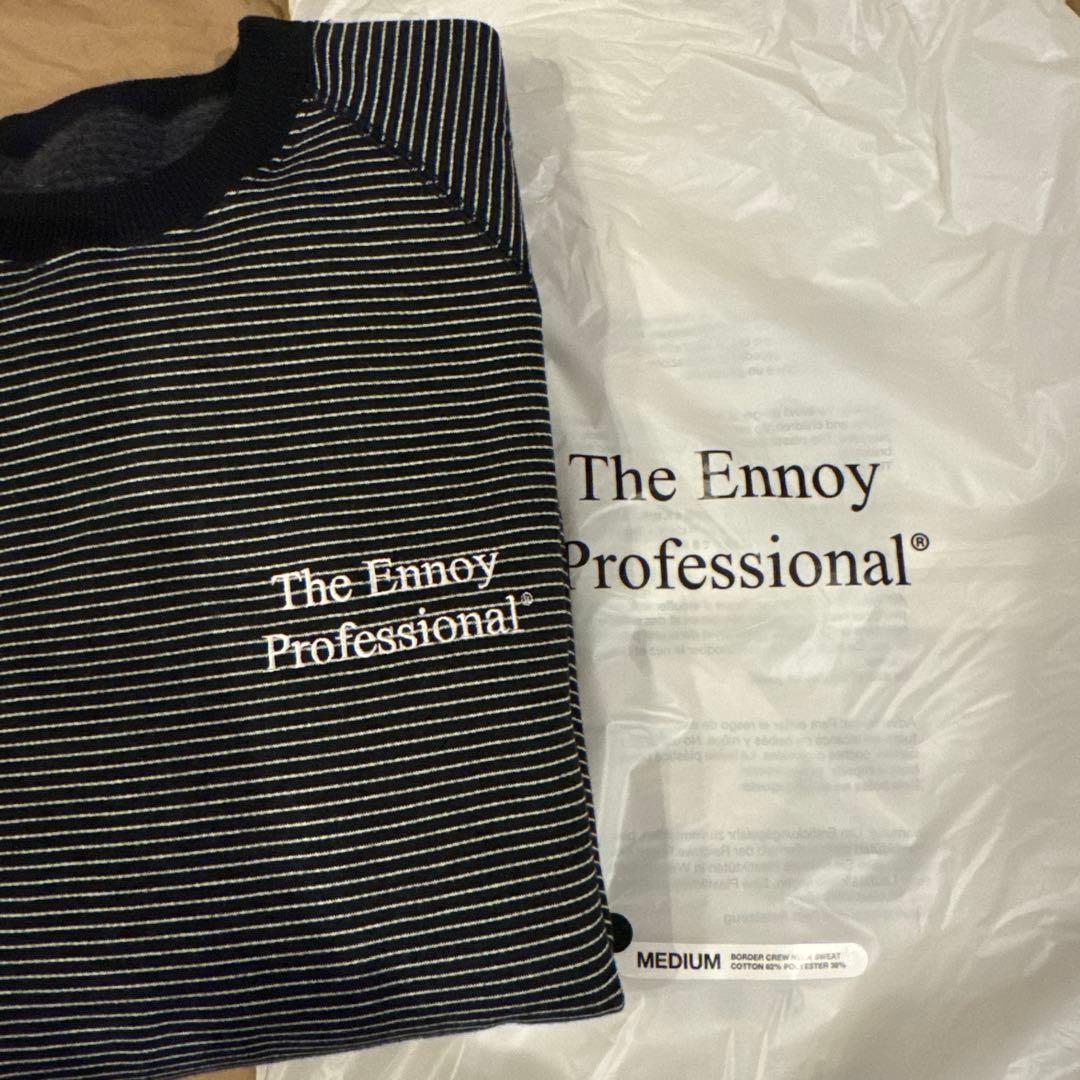 エンノイ　ボーダー　クルーネックスウェット　ブラック　Mサイズ