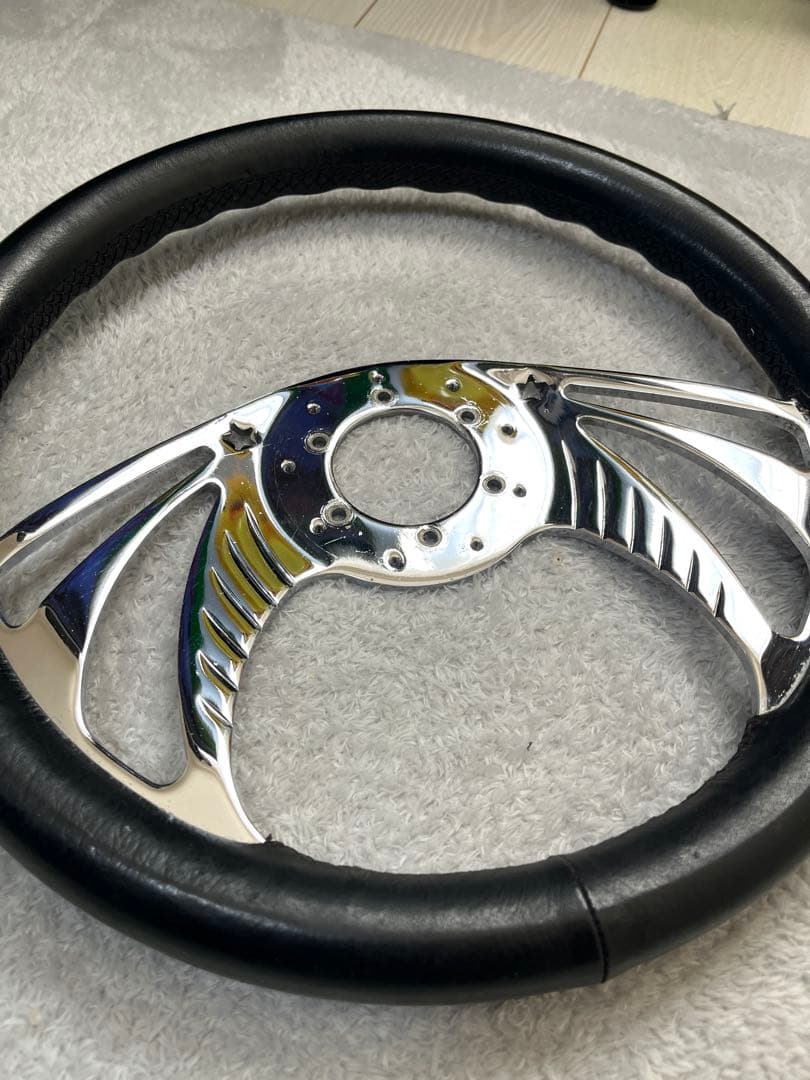 スポーツステアリング アルミニウム製 レザーグリップ