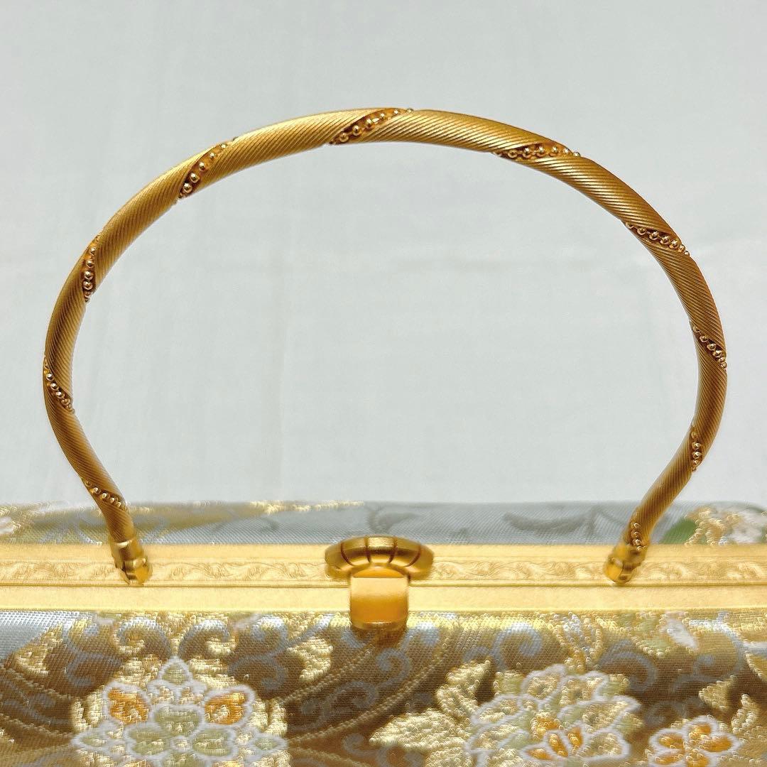 神田胡蝶　和装バッグ　フォーマル　正絹帯地　金銀糸　ゴールド