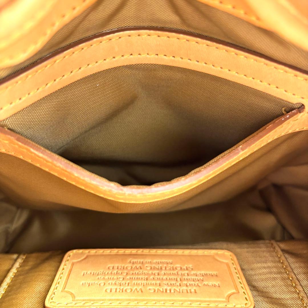 未使用に近い ハンティングワールド 巾着 ショルダーバッグ バチュー カーキ