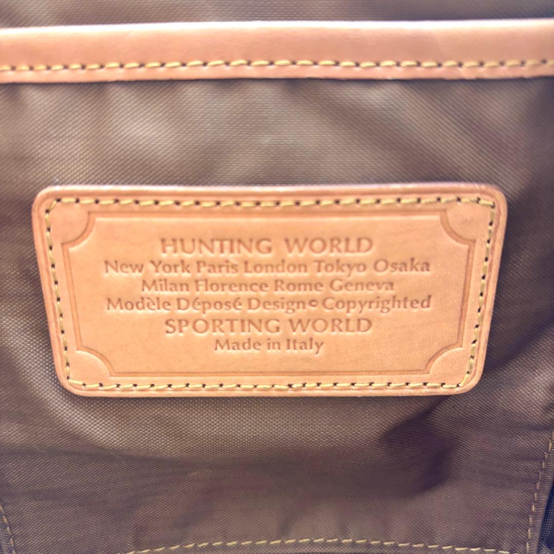 未使用に近い ハンティングワールド 巾着 ショルダーバッグ バチュー カーキ