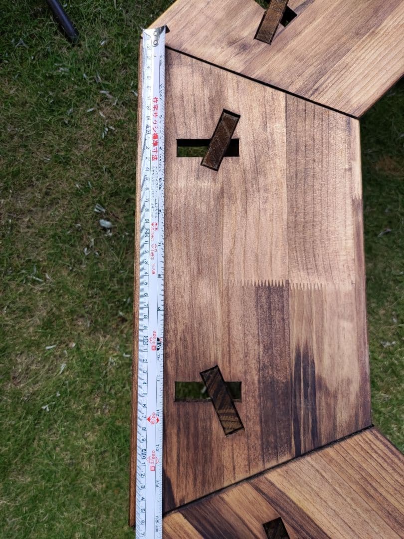 木製手作りキャンプテーブル 囲炉裏 組み立て式円卓 ファイヤーオクタゴンテーブル