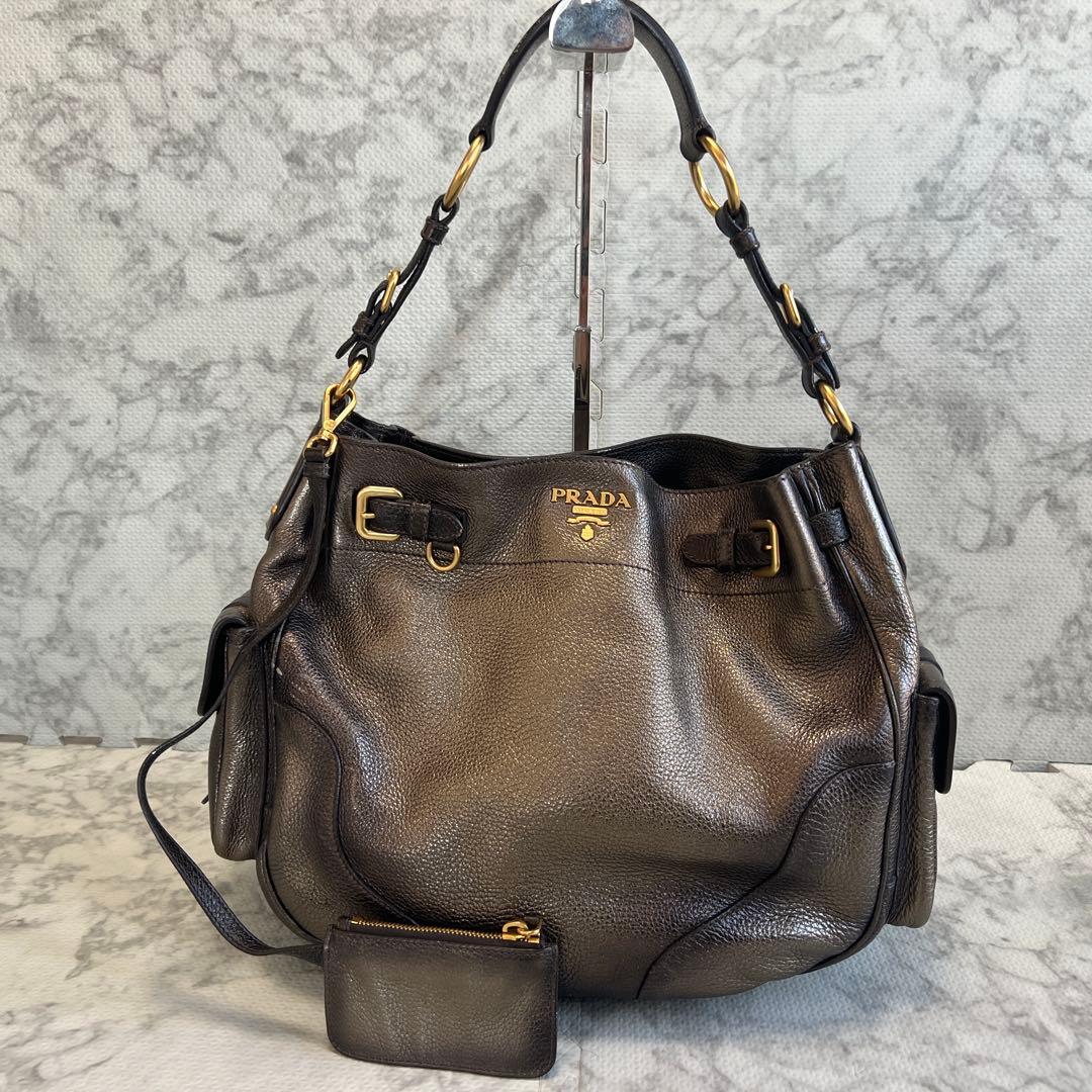 PRADA プラダ ヴィッテロダイノ レザー ワンショルダーバッグ ポーチ付き