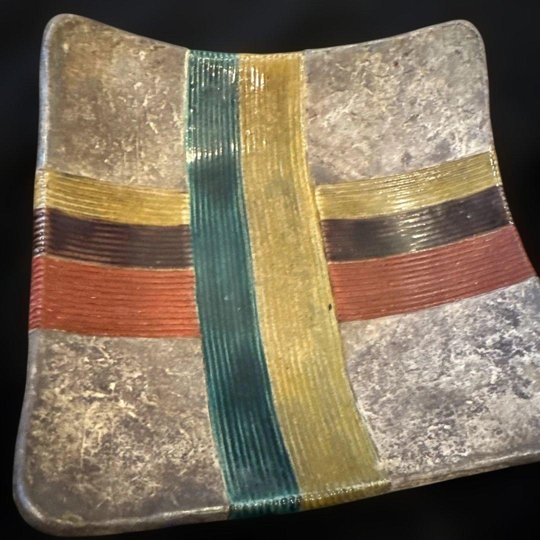 希少美品　魯山人写 美食道楽 和食器揃え 祥山 色絵銀彩糸巻文四方皿5枚セット