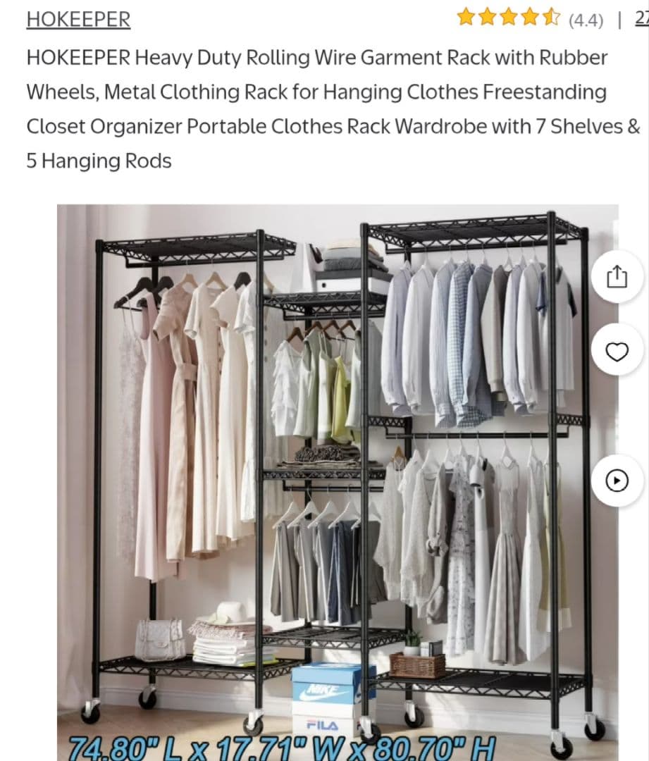 日本未発売 耐荷重519kg 収納力大 ハンガーラック 幅190奥行46高180