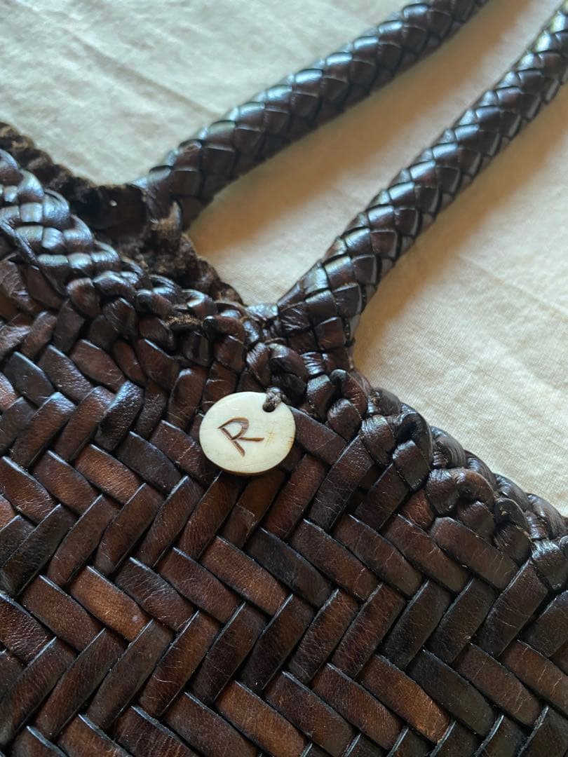 45R ダークブラウン 編み込みトートバッグ