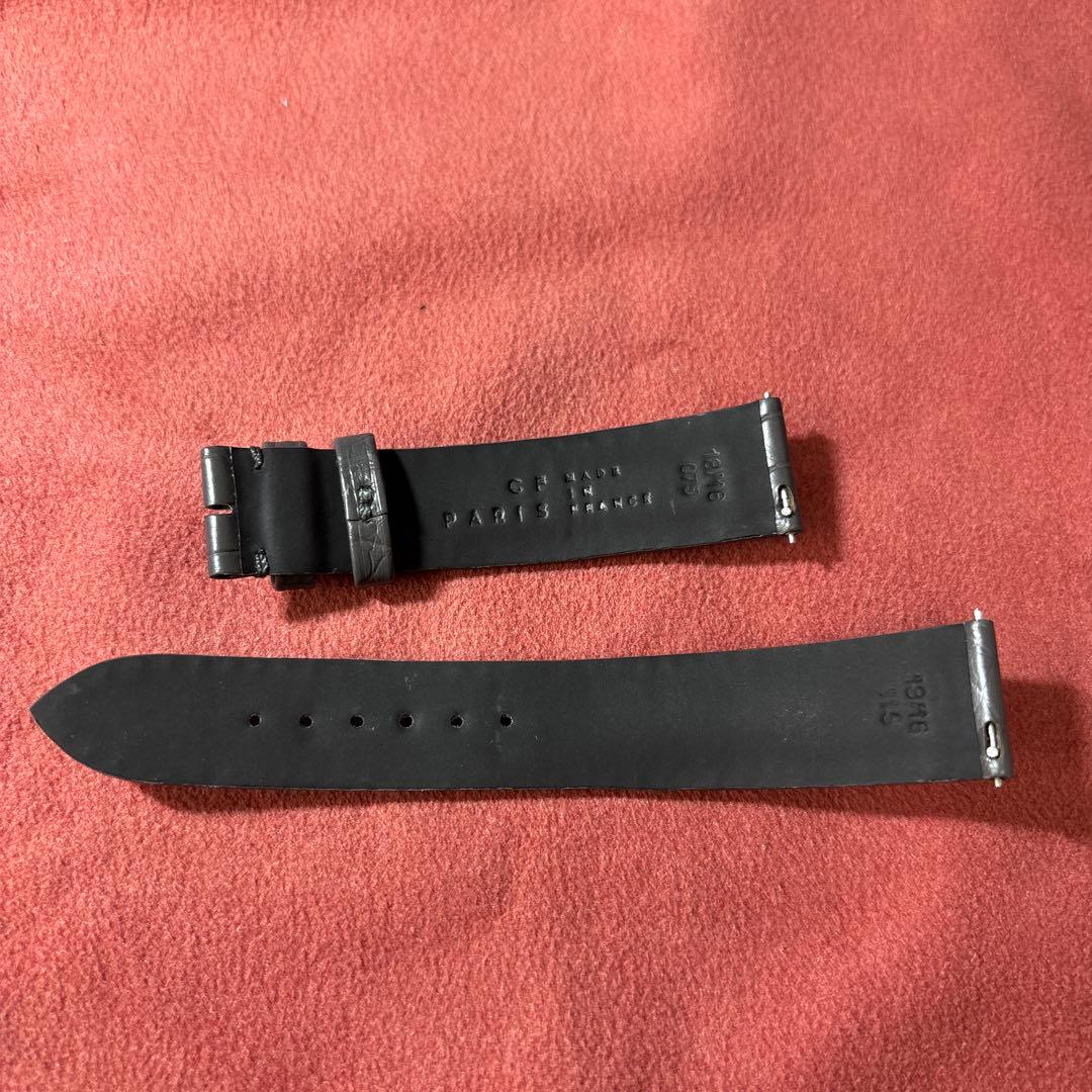 カミーユフォルネ 腕時計用 革ベルト アリゲーターグレーマット18/16