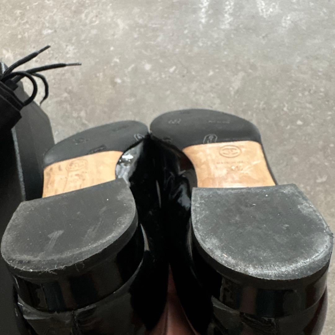 美品　シャネル CHANEL フラット シューズ 38.5 エナメル