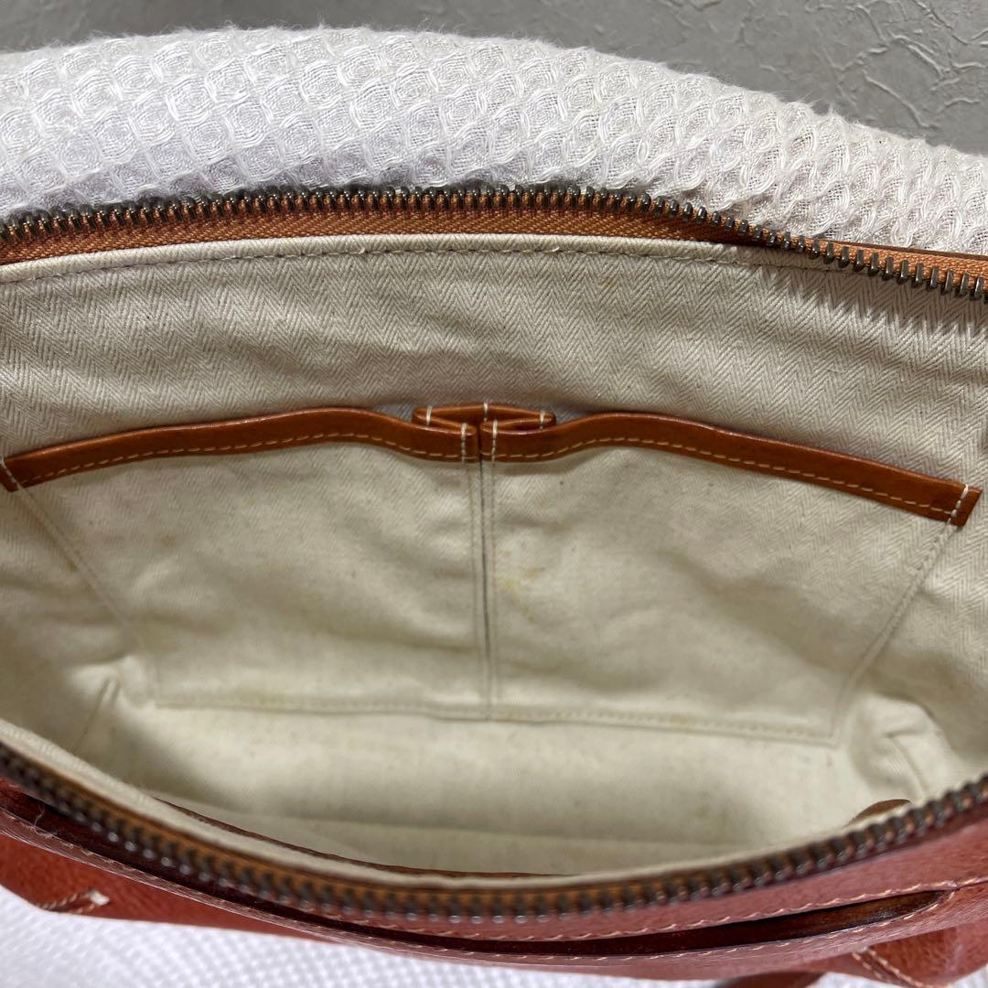 ◇ 美品 genten ゲンテン カットワークレザーショルダーバッグ ブラウン◇