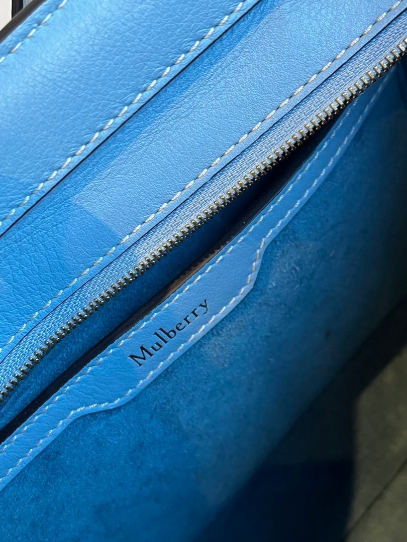 【新品未使用】マルベリー　ミニ ジップド ベイズウォーター　ポプリンブルー