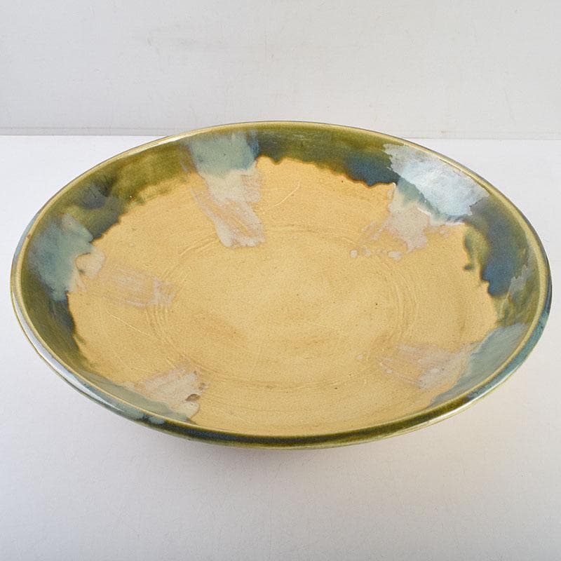 北大路魯山人作　黄瀬戸　大皿　約53cm　黒田陶々庵極め箱　F　R9498H