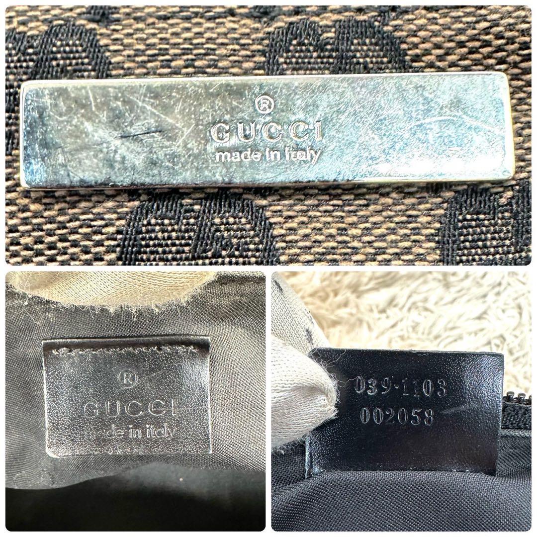 【美品】 GUCCI アクセサリーポーチ キャンバス ブラウン GG柄