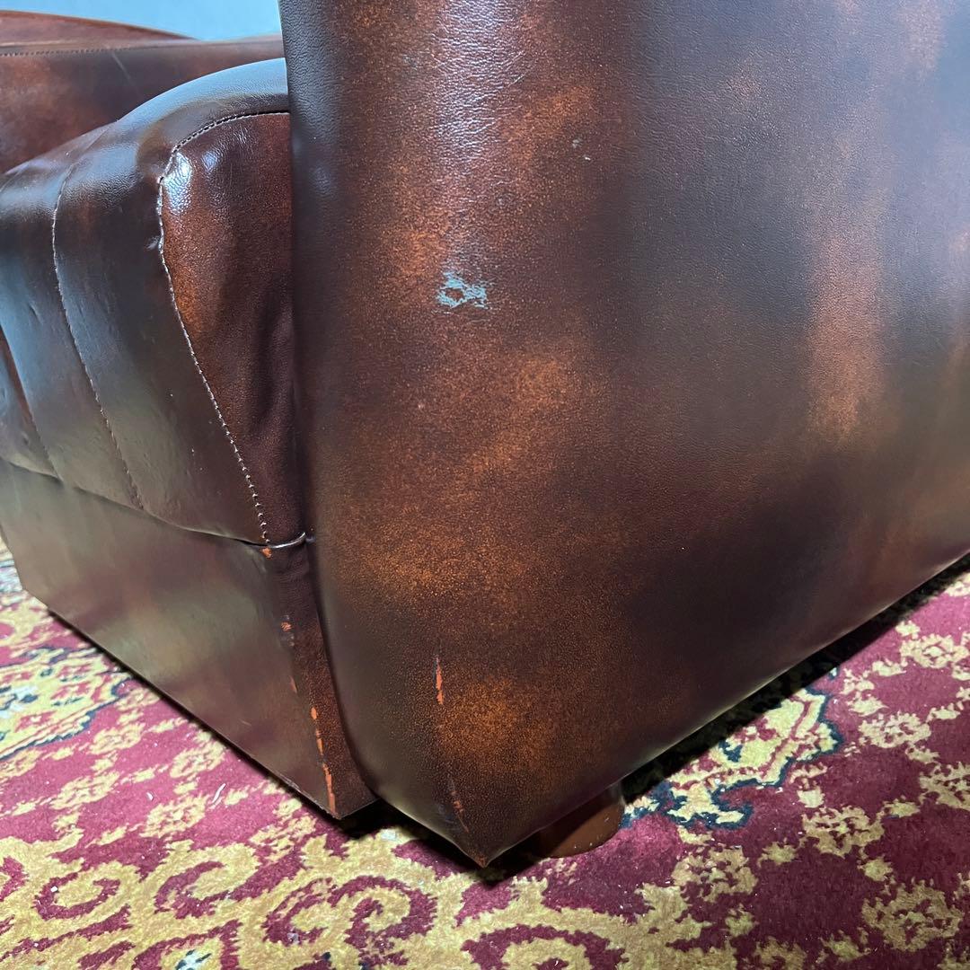 レトロ ソファ アンティーク調 肘掛け木製デザイン ビンテージ家具 昭和レトロ