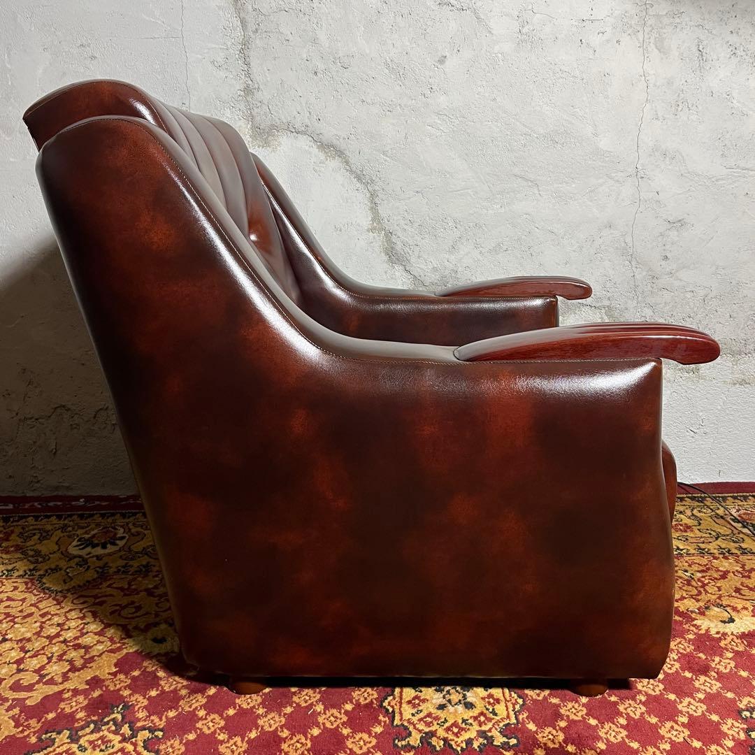 レトロ ソファ アンティーク調 肘掛け木製デザイン ビンテージ家具 昭和レトロ