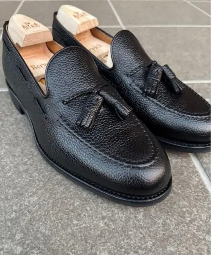 Berwick タッセルローファー UK7.5 4340CCDA BK シボ革